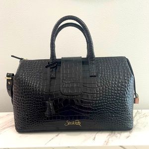 Classic Black Executive Leather Bag by Silver & Riley - convertible laptop bag